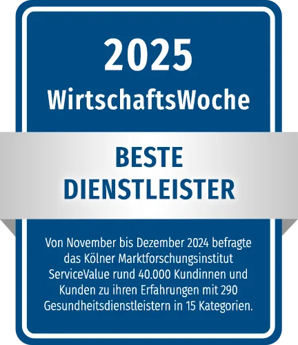 Siegel: WirtschaftsWoche Beste Dienstleister 2025 – ausgezeichnet auf Basis einer Kundenbefragung.